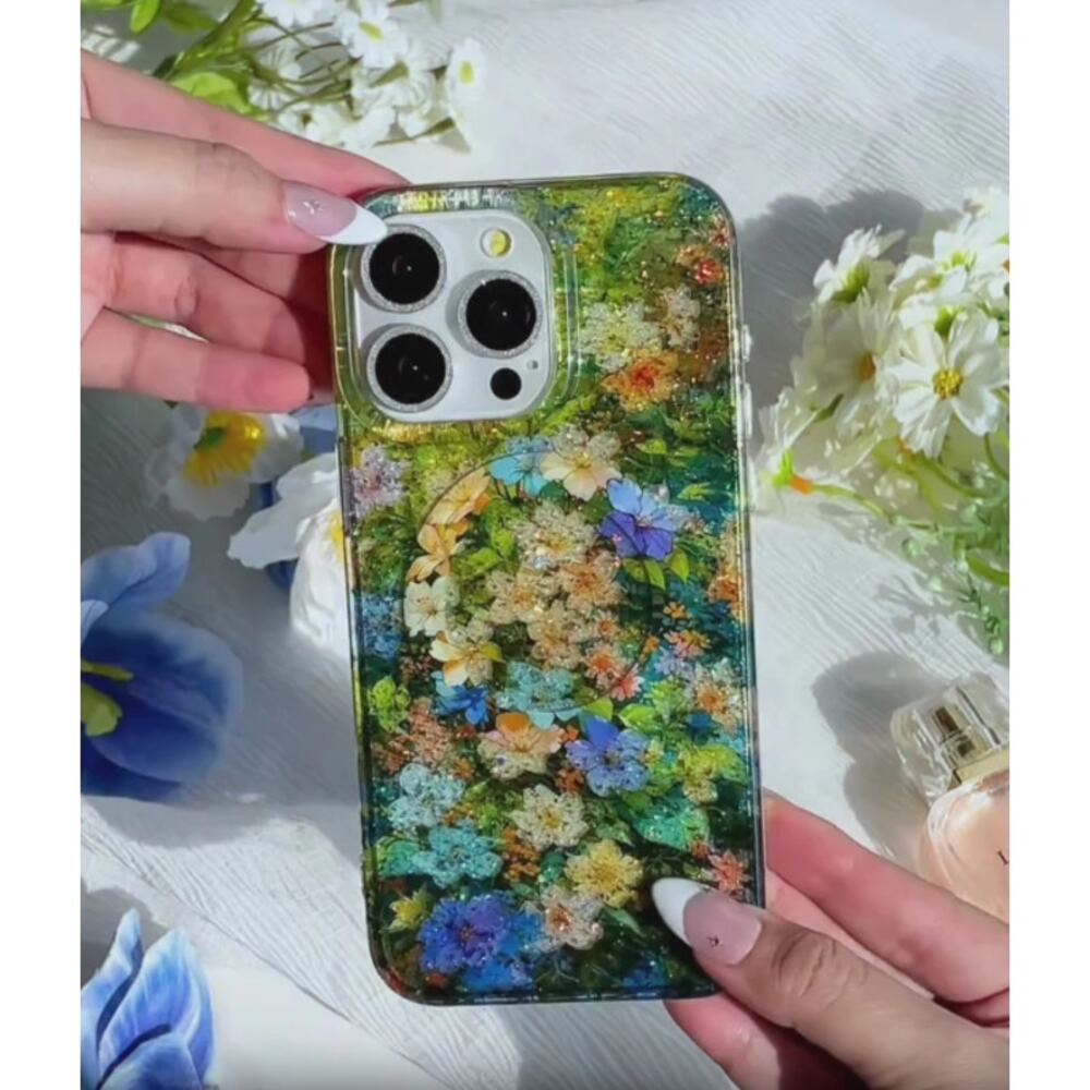 Luxy Lemon Green Wildflower iPhone 14 Pro Max MagSafe Phone Case